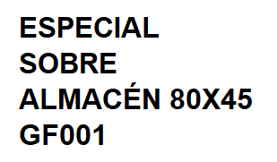 Especial sobre almacén 80x45 GF01